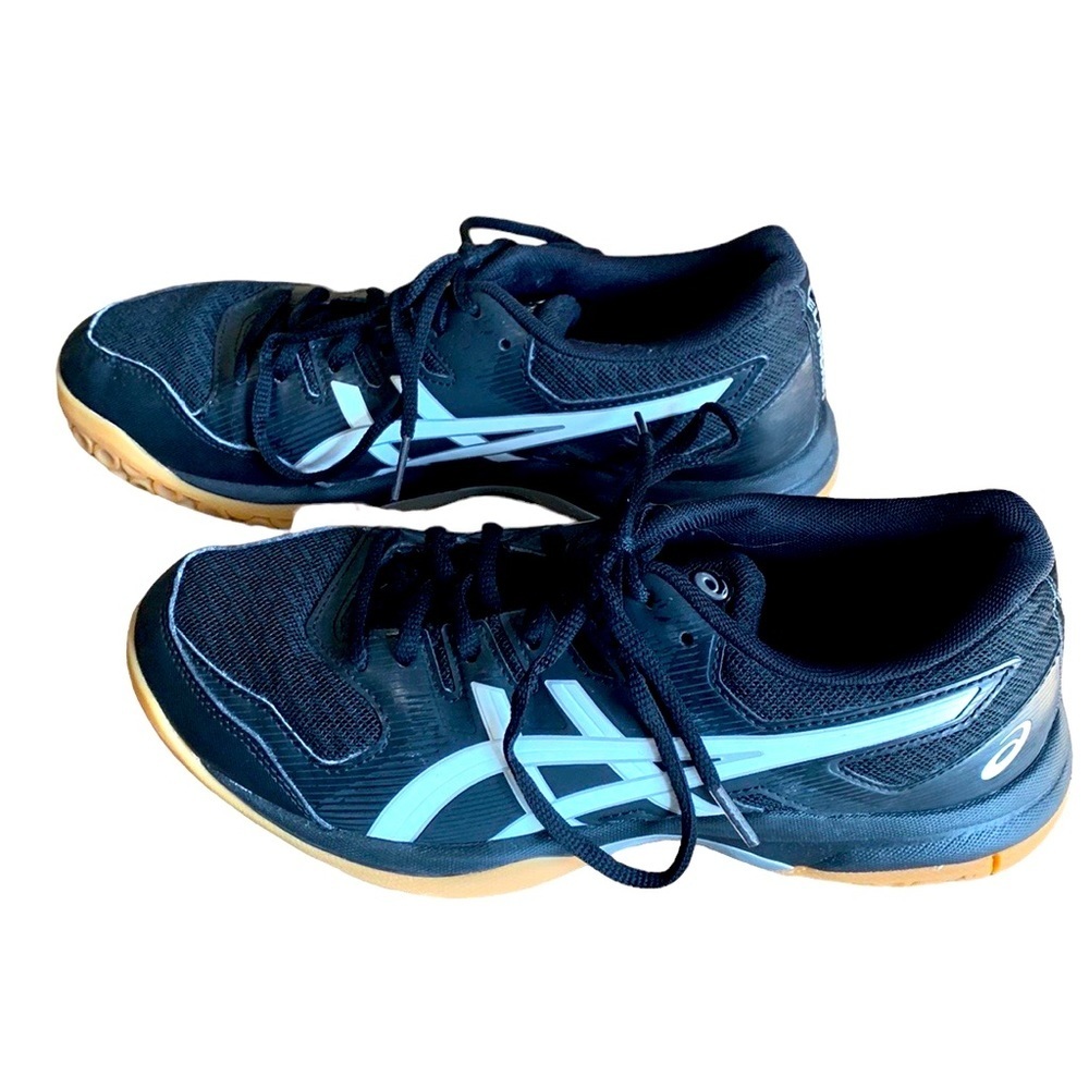 ASICS WOMENS BLACK AND WHITE GEL ROCKET VOLLEYBALL SHOES SIZE 7-1/2 US